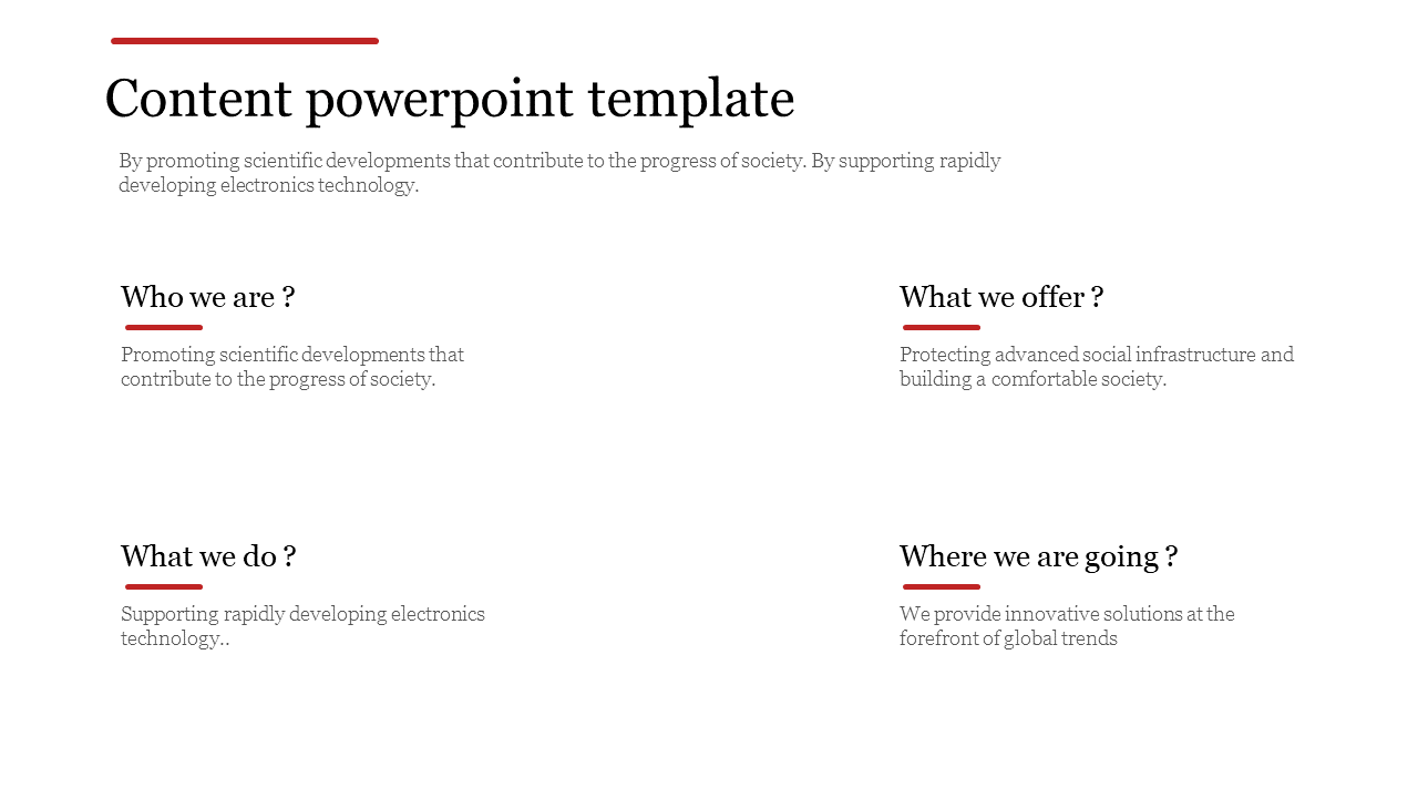 Stunning Content PowerPoint Template Presentation Slide